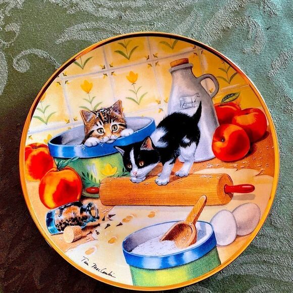 CAT PLATE COOKING UP TROUBLE VINTAGE FRANKLIN MINT HEIRLOOM LIMITED EDITION - Picture 1 of 4